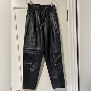 Vintage Danier Black Leather Pants, Size 6